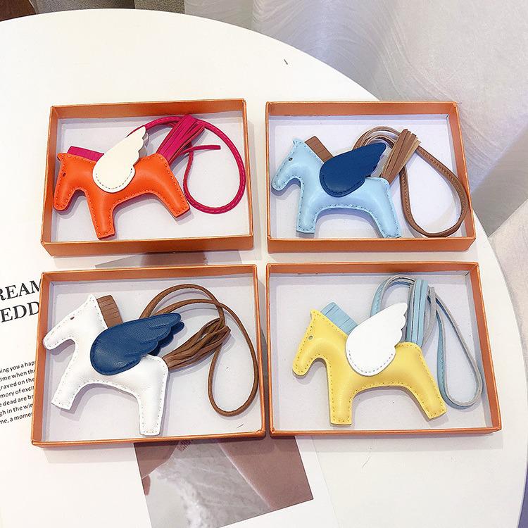 Engel Pegasus Handgenähter Lammfell Taschenanhänger - Niedliche Damenhandtaschen Dekoration & Autoschlüsselanhänger