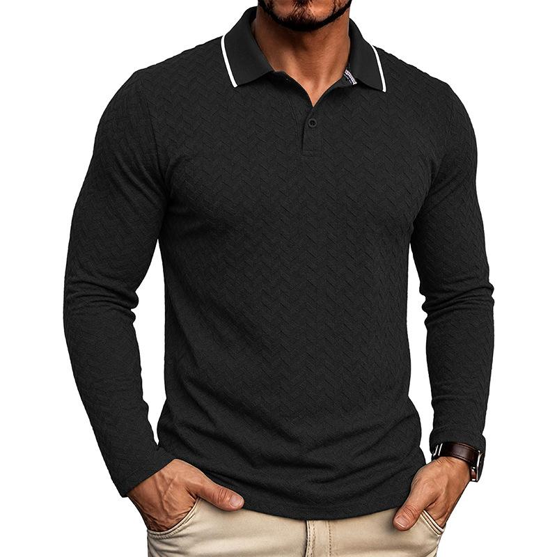 Men S Long Sleeve Vintage Plus Size Polo Shirt Jacquard Casual Top