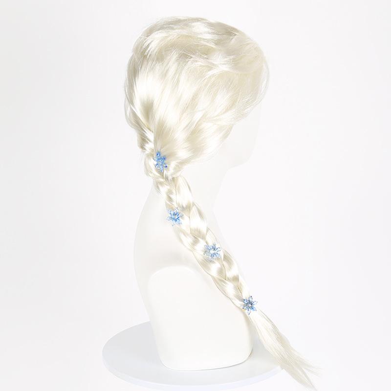 Perucă Cosplay Prințesa Elsa Frozen pentru Copii Fată Halloween Regina Zăpezii 70cm Blond Deschis Împletitură Rochie de Petrecere Carnaval Accesorii