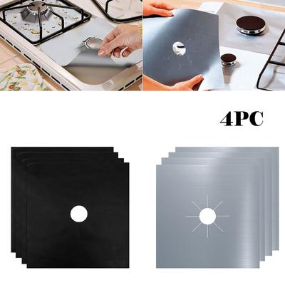 Couverture de protection de brûleur de poêle à gaz en aluminium réutilisable, 4 pièces, revêtement de tapis propre