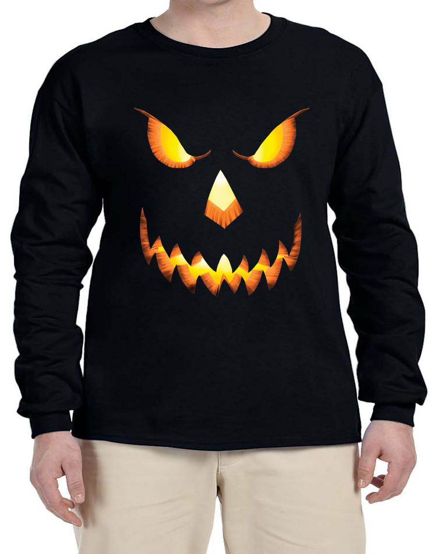Halloween T-shirt Pumpkin Jack-O-Lantern Mens Graphic Tee Halloween Theme Tee S