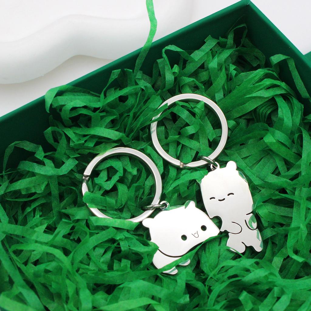 Set of 2 Matching Keychain Animal Key Rings Stylish Couple Key Chain Stainless Steel Keyring Decorations for Lovers