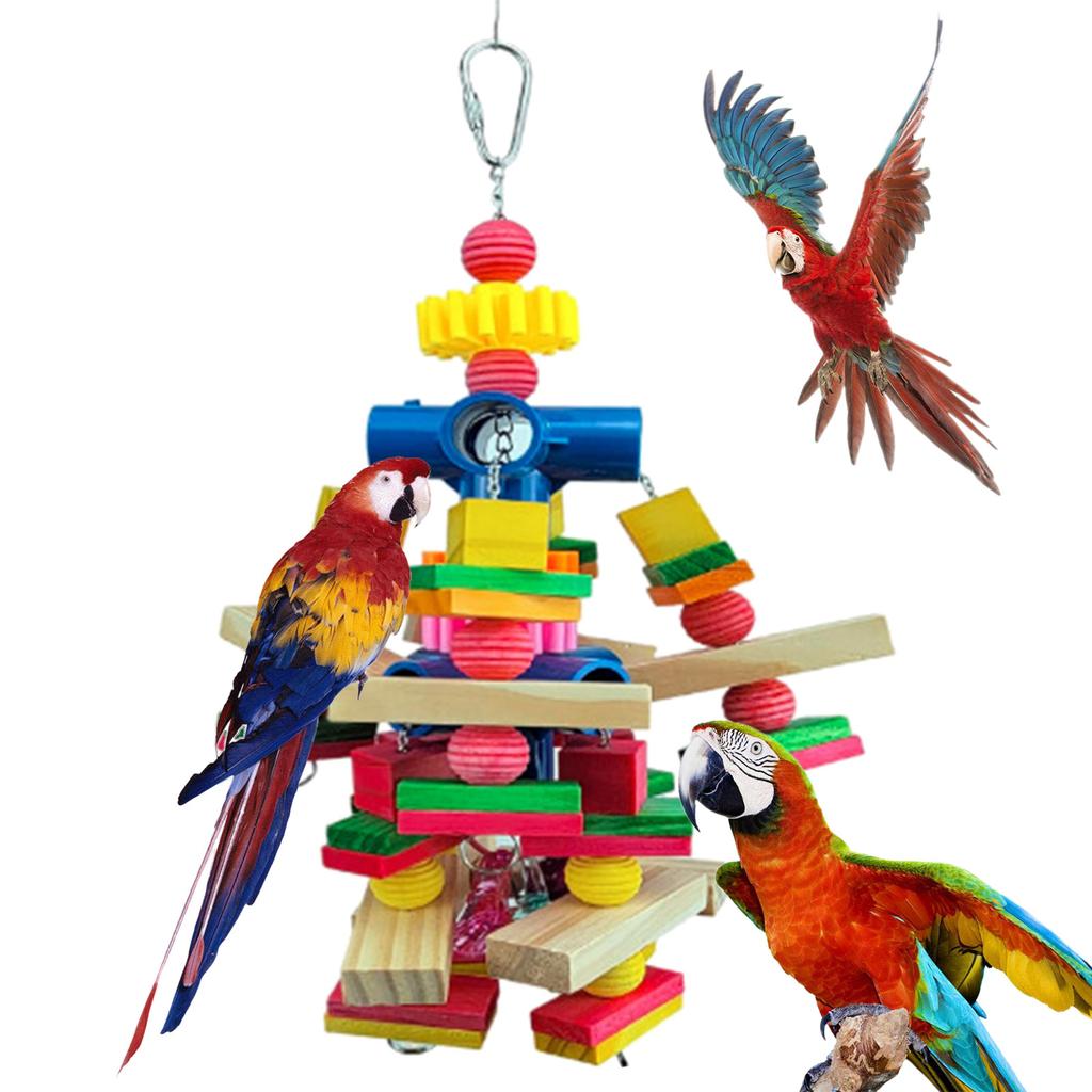 Pet Bird Chew Toy Natural Wood Blocks Cluster for Cockatiel Conure Cockatoos Teeth Grinding Perfect for Cage Bird