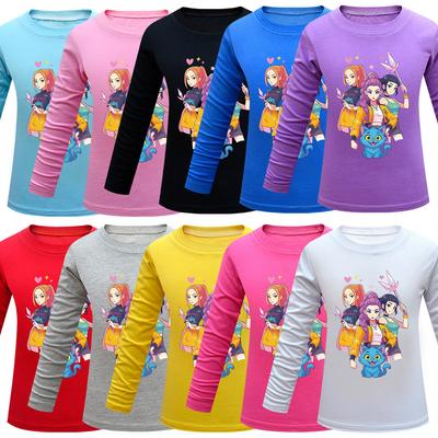 Kids Girls Anime Cartoon K-POP Rumi Zoey Mira Printed Casual Long Sleeves T-Shirt Top