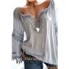 V Sexy Women Neck Long Sleeve Lace Up Shirt Casual Blouse Top Lady Loose T Shirt
