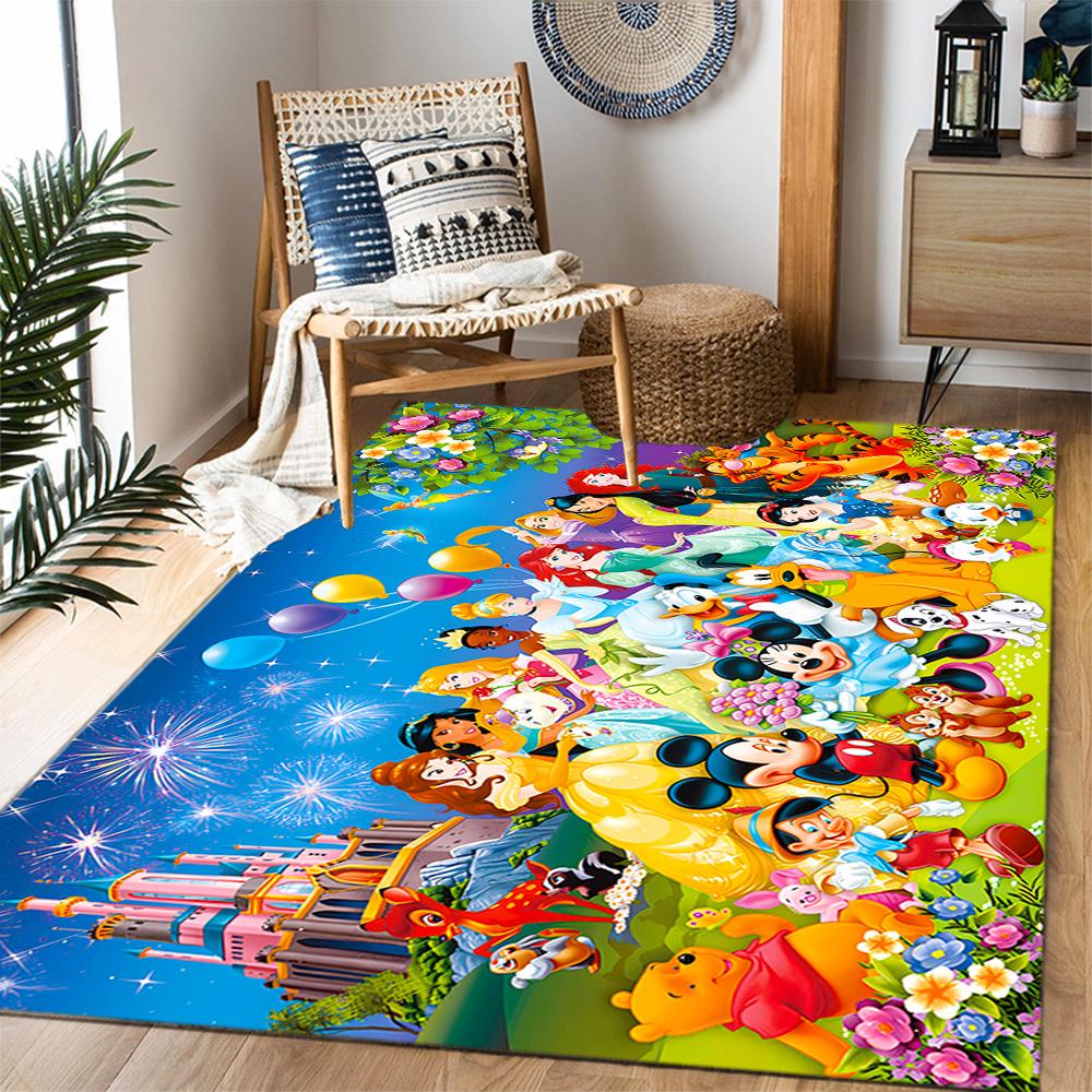 Disneyland Celebration Night Disney Cartoon Theme Anti-Slip Rug - Polyester, Home Decor, Suitable for Bedrooms, Living Rooms, Doorways, and Studios