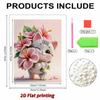 5D DIY Frameless Pearl Painting Flowers and Cats Pattern Painting Kit, Suitable for Home Living Room Bedroom and Other Wall Decoration Art Paintings