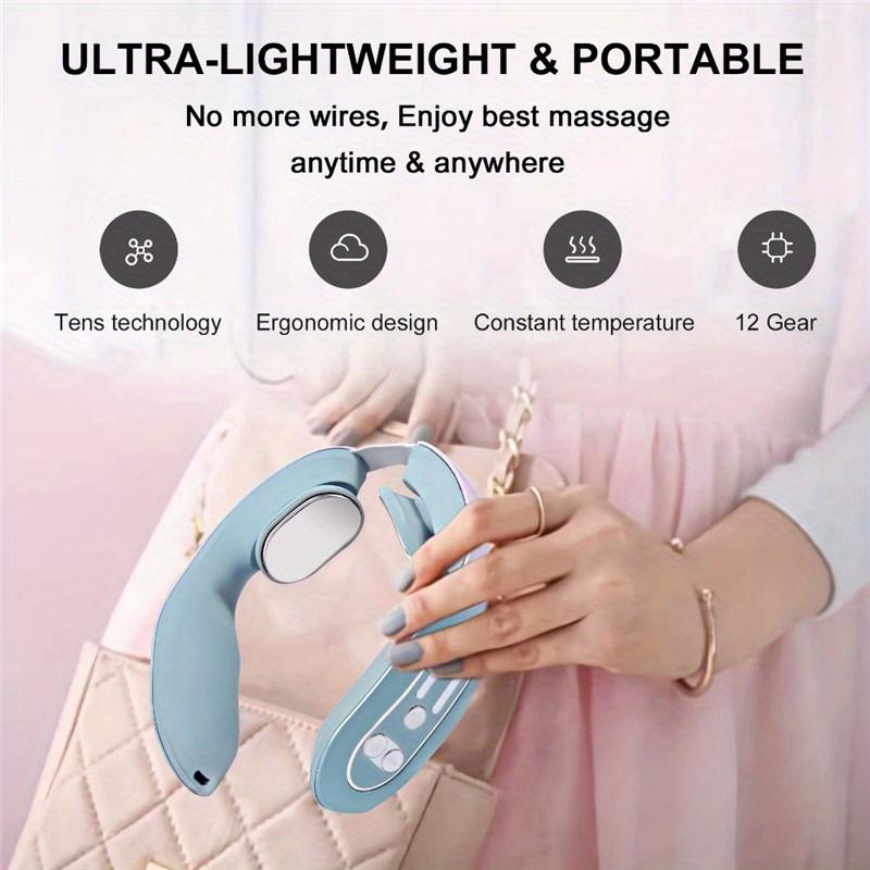 Portable Heated Neck Massager For Muscle Relaxation, Home Use Electric 12 Gears Pulse Neck Massager With Heat, Thanksgiving Gift For Men And Women