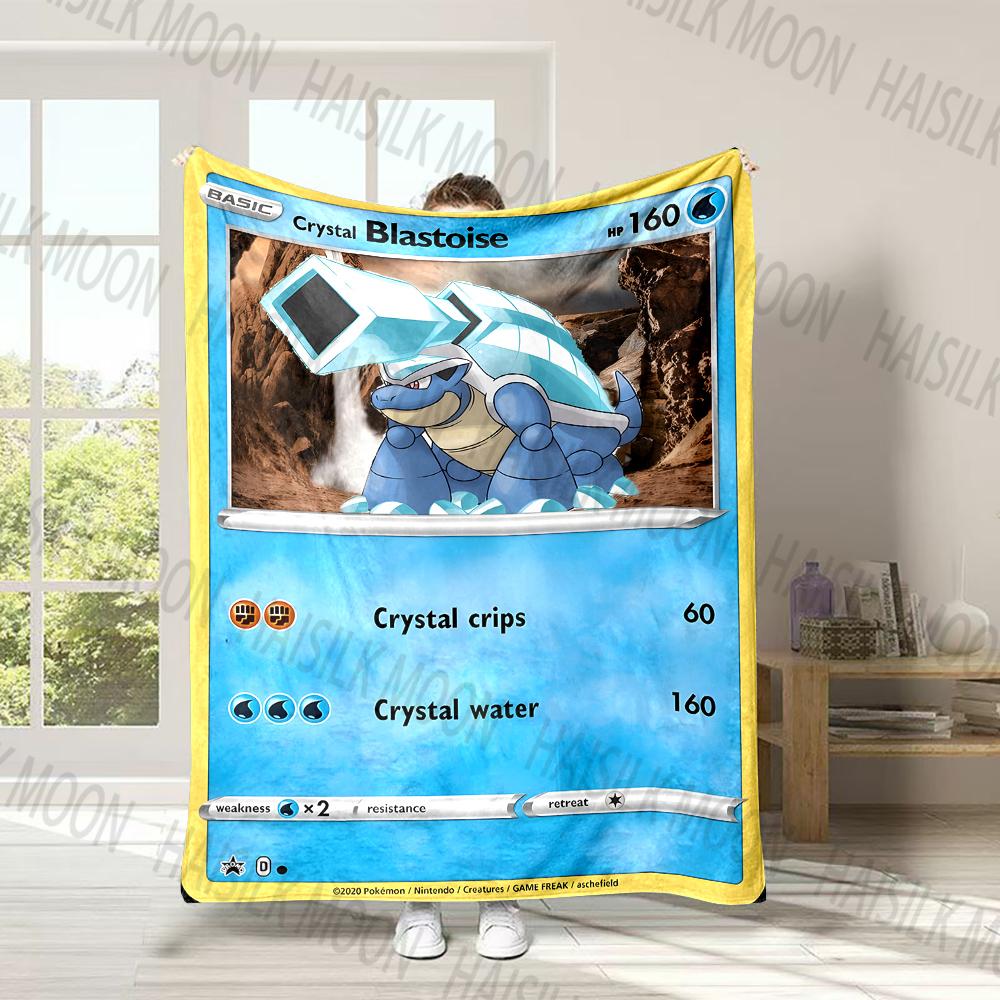 P0kem0n Cards Squirtle Print Blanket for Couches, Soft Cozy Blanket, Lightweight Fuzzy Plush Warm Throws for Winter Fall, Gifts