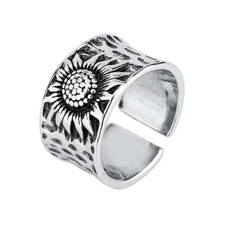Sunflower Ring Exaggerated Punk Hip-hop Sunflower Wide Open Ring