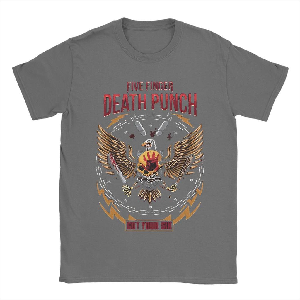Five Finger Death Punch T Shirts for Men Pure Cotton Novelty TShirt Round Neck  Tee Shirt Short Sleeve Tops Plus Size