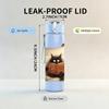 1PC Black Cat Sit On Vintage Book Bag Print 750ml Color Plastic Sports Water Bottle Leakproof Flip Straw Lid Suitable for Sports Office Home Use