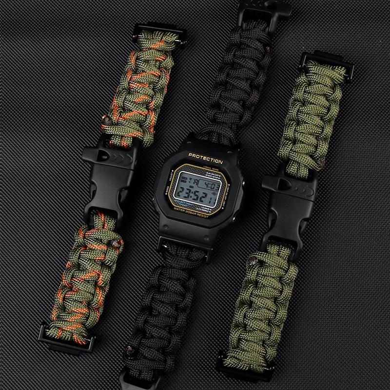Náhradní plátěný řemínek k hodinkám Casio G-SHOCK GA100/110/120/ DW 5600 GW-M5610, outdoorový, z modifikovaného nylonu s padákovou šňůrou, pro muže