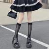 Japanese Lace Stockings Children Thin Mid-Calf Length SocksinsTrendy Hollow Heart Jacquard White Calf Socks Mesh Stockings Stude