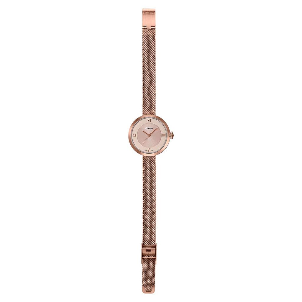Casio Metal Enticer Analog Rose Gold Dial Band Color Rose Rose Gold Strap Women's LTP-E154MPG-4Adf (A1852), - Gold, Analog,