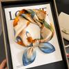 53Cm Women 100% Silk Scarf Nature Foulard Female Floral Neckerchief Bandana High Quality Small Scarves For Hairbands