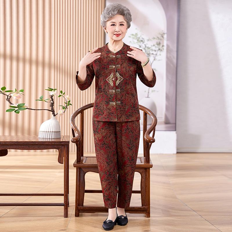 

2026 Summer Clothing for Moms & Seniors: Elegant Shirts, Stylish Cardigans & Grandma s Sets 2XL (suggested weight 100-115 kg) червоний