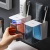 Simple Magnetic Mouthwash Cup Set for Home Wall-mounted Toothbrushing Cup Stand for Three-person Family Dental Cylinder