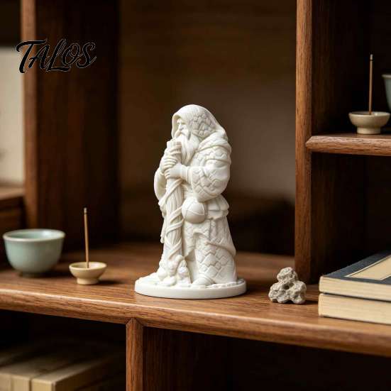 White Embryo Sculpture 3D Printed Beggar Monk Figurine, DIY Unpainted Statue, Vintage Handmade Painting Crafts Wandering Elder Sculpture, Creative