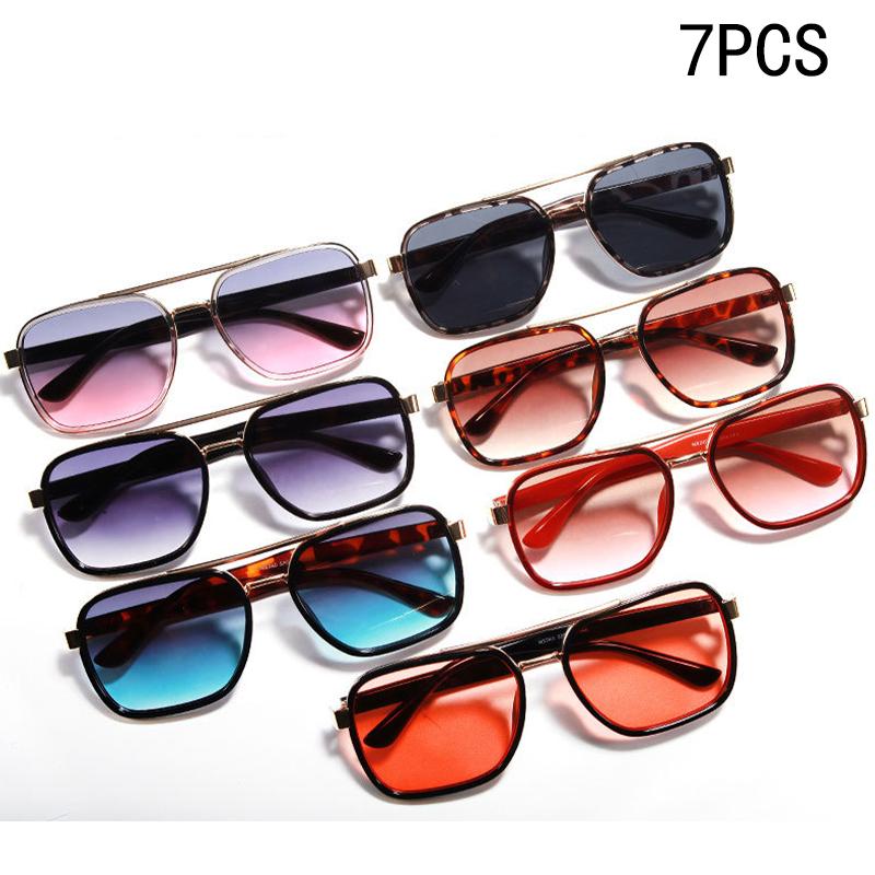 2/7PCS New High-end Square Frame Fashion Double Beam Sunglasses For Men And Women Uv Resistant Versatile Sunglasses M5240
