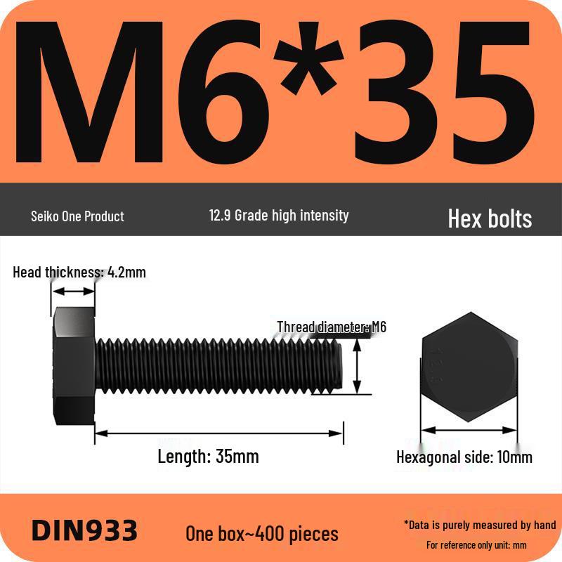 High Strength Class 12.9 Hex Bolt Set: M4-M16 Sizes