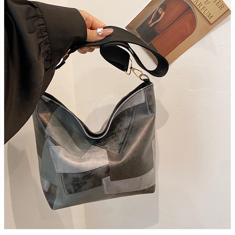 2024 Neue Patchwork Colorblock Crossbody Tote - Damen Große Kapazität Lässige Einzel-Schultertasche für Studentinnen