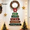 Rustic Christmas Hanging Ornaments Wooden Pendant for Holiday Home Door, Decorative Reusable Xmas Party Supplies Sign Ornament with Hemp Rope