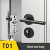 Black Magnetic Door Lock with Silent Handle for Bedroom