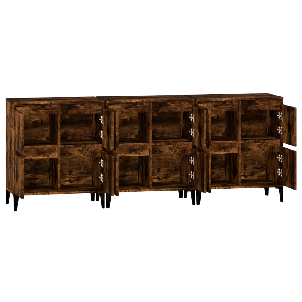 Sideboards 3 pcs Smoked Oak 60 x 35 x 70 cm Engineered Wood
