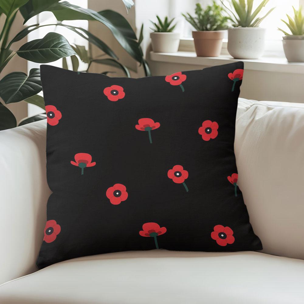 Poppy Noir square Jacquard Pillow Cover for Sofa Office Waist Cushion Cover Home Decorative Pillowcase