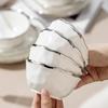 Elegant Hammered Silver Edge Ceramic Bowl & Plate Set - Perfect Housewarming Gift