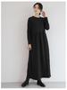 Korean Style Slim-Fit High Waist Round Neck Long Sleeve Midi Dress for Fall/Winter