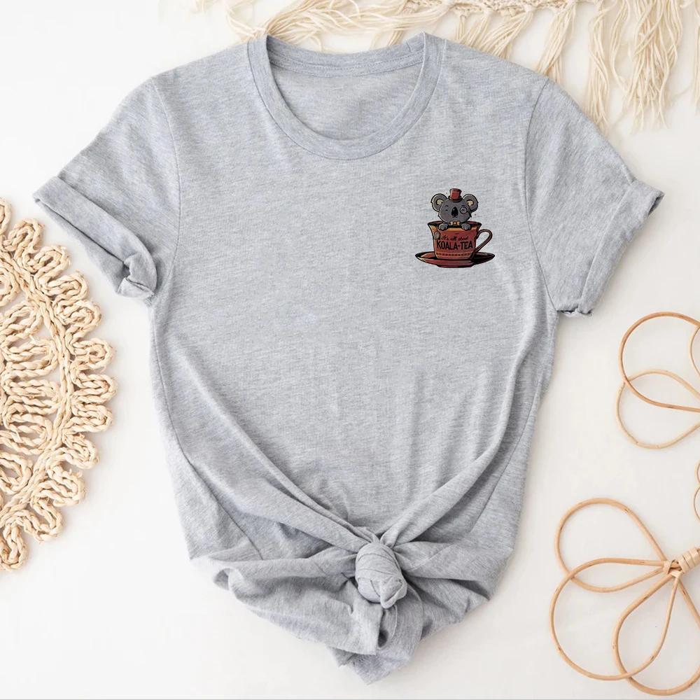 Cartoon Koala Printed T-shirts Summer Comic Funny Designe Casual Short Sleeve Fashion Summer Woman Clothing
