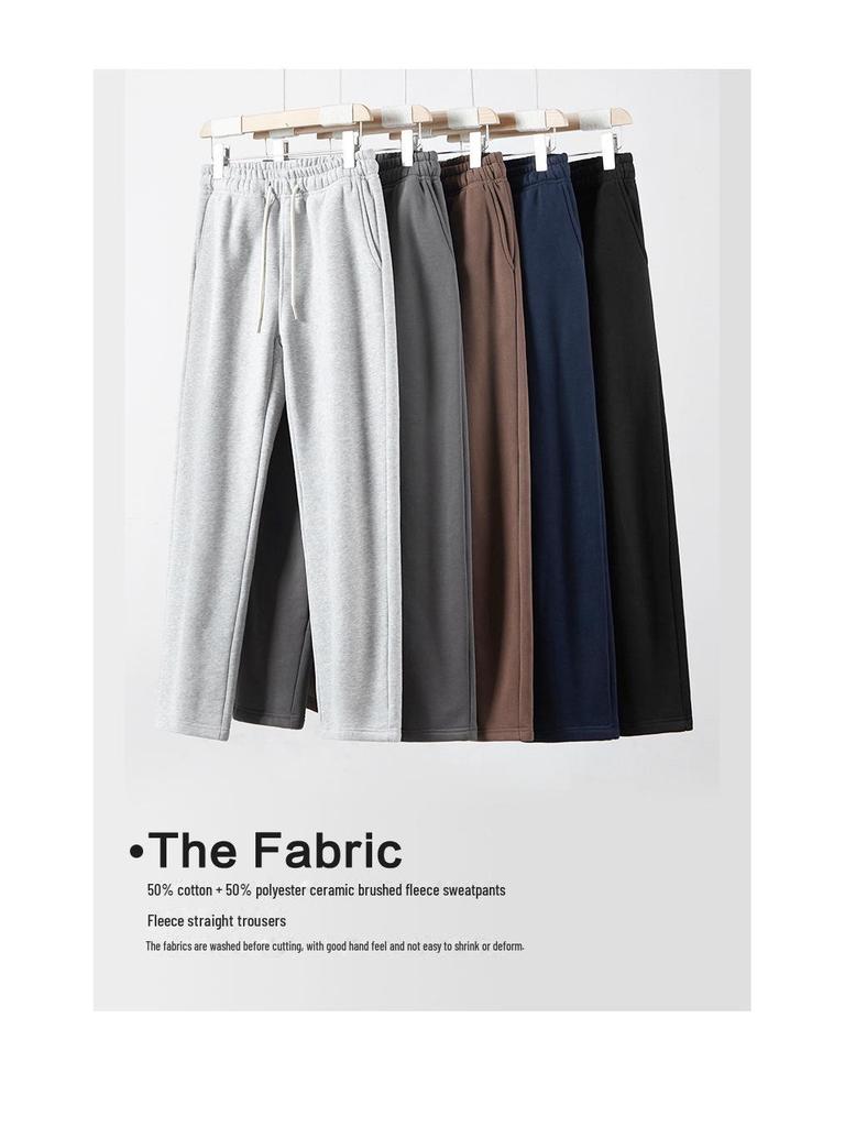 Unisex Heavyweight Fleece-Lined Loose Sweatpants for Autumn/Winter