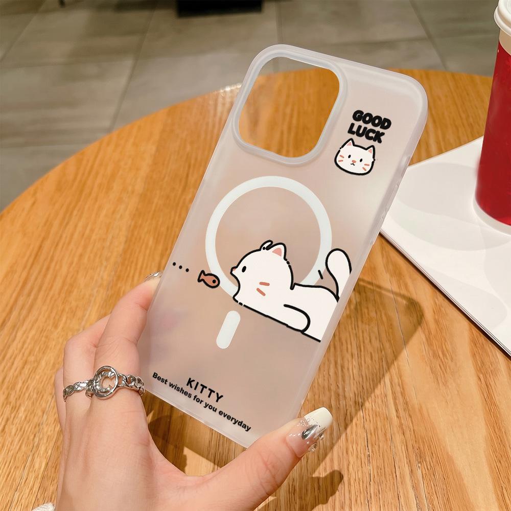 Fun fish cat for iPhone17promax mobile phone case Apple 16 cute 15 new 14 magnetic 13 Apple 11