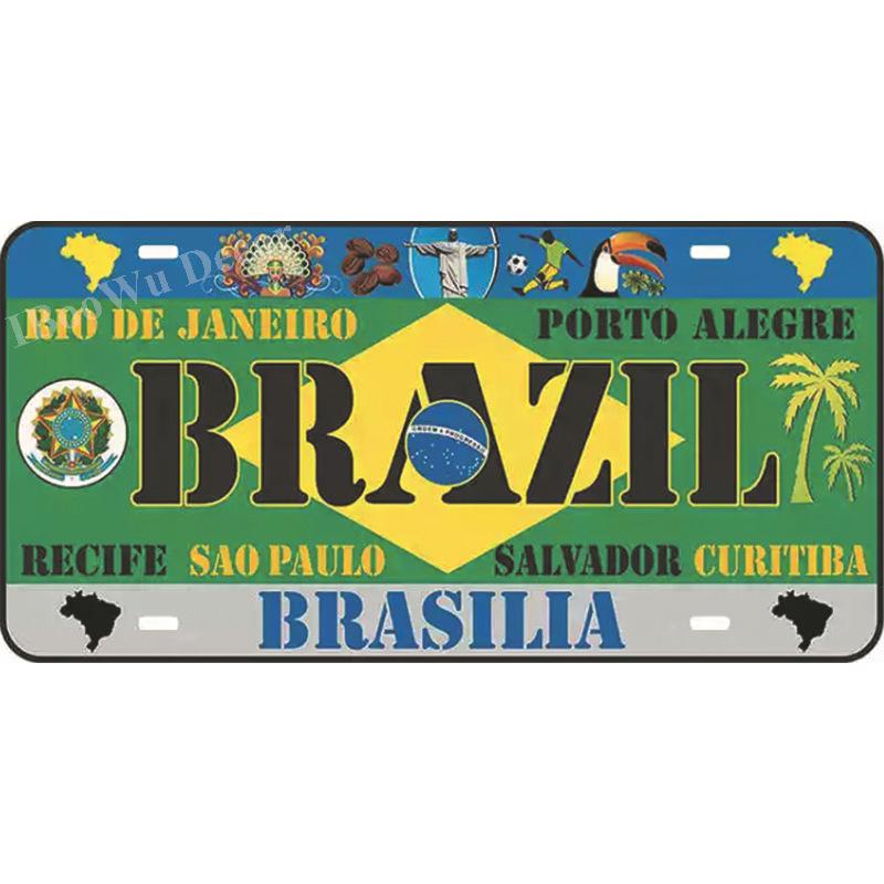 Popular City Plate Poster Vintage Wall Decor Worldwide Canada/London/Brazil Metal Tin Sign Plaques Poster 15x30cm