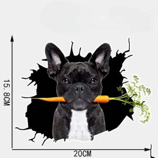 1pc Hole Bulldog Car Stickers Personalized Auto Body Bumper Decals Creative Cartoon Cover Scratches Waterproof Animal Decoration
