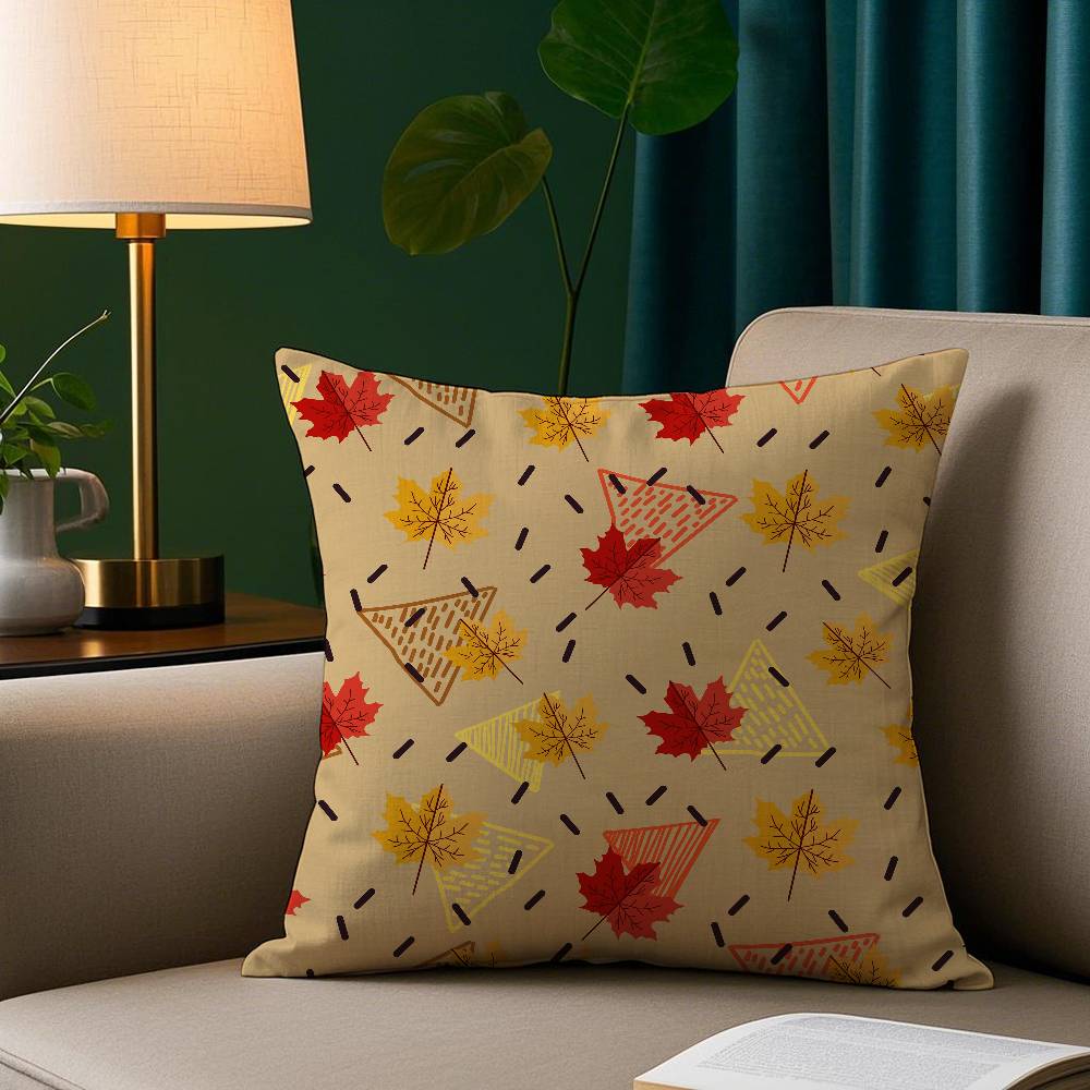 

Fashion Fall Maple Leaf Print Pillow Case Plush Fabric Soft Pillowcase Double Sided Print Sofa Cushion Cover Throw 12x12Inch