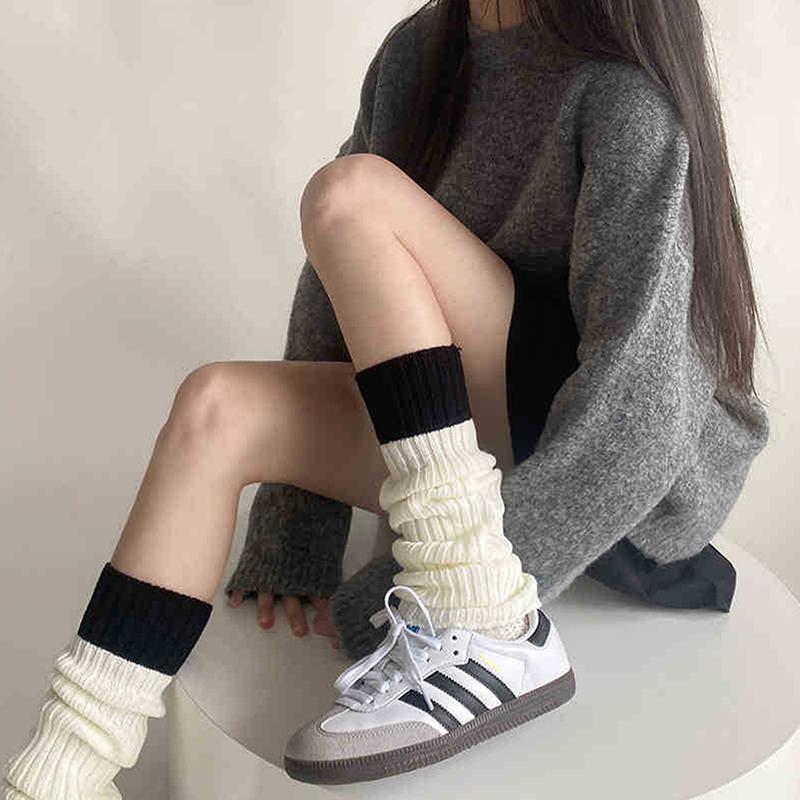 Contrast Color Stitching Leg Cover Simple And Versatile Multi-Color Warm Socks