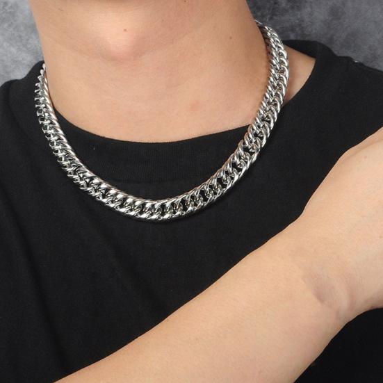 Colar masculino grosso corrente larga titânio aço brilho suave hipoalergênico metal hip hop estilo jóias para festa de clube