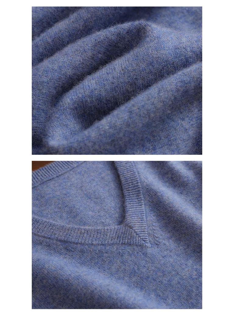 Men's V-Neck Loose Cashmere Knit Sweater - Autumn/Winter Base Layer