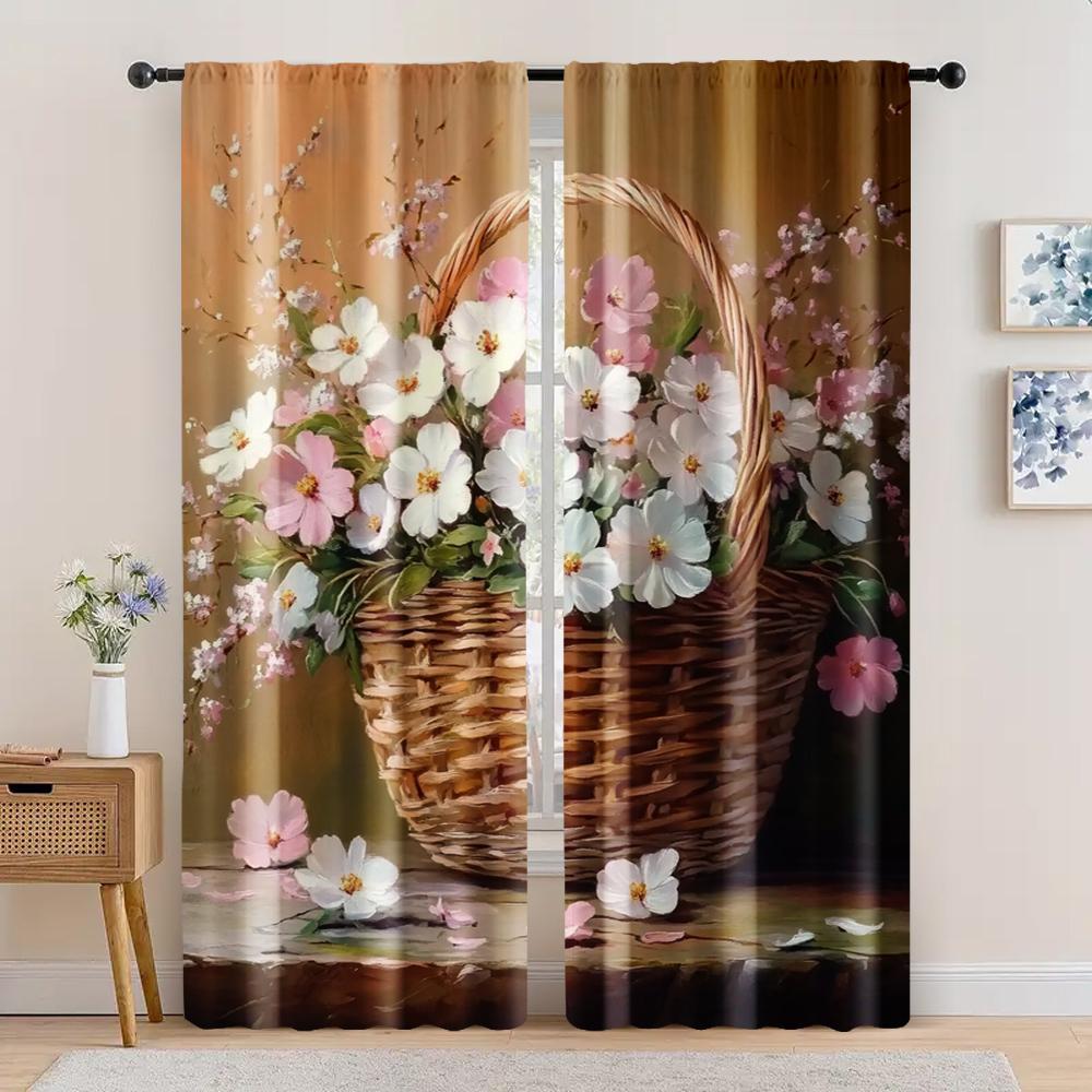 2pc,  Easter Popular Curtain Resurgence109 Polyester,Without Electricity Family Party Applies To Indoor Celebrations, Room Decor