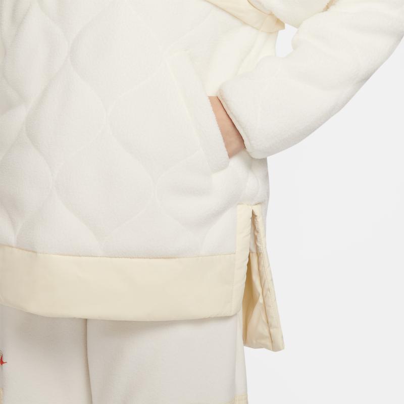 Nike Color Block Half Zip Stand Collar Casual Cotton Jacket Women Jackets Coconut-Milk FB8688-113
