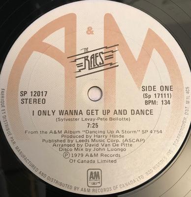 12inch Record RAES - I Only Wanna Get Up And Dance SP12017 A&M Records 1979 Canada Soul/Funk Used