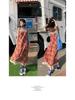 Lined French Lace Plaid One-Shoulder Camisole Dress with Cinched Waist for Women