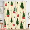 Set Of 2 Plane Printing Curtain Popular Christmas Tree Gift Star Durable Polyester Fabric Without Rod Decorations Outdoor