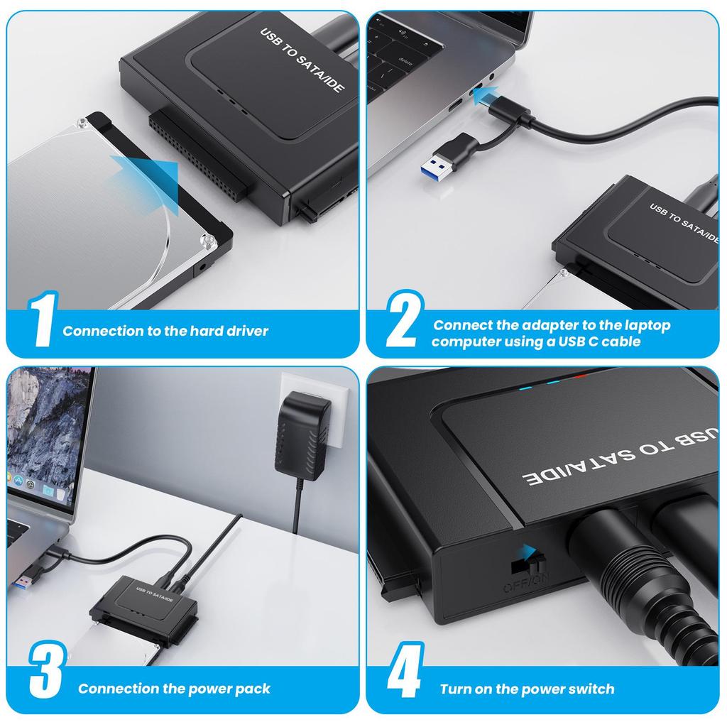 USB 3.0 to IDE/SATA Hard Drive Converter - Multifunctional Cable for 2.5"/3.5" Drives