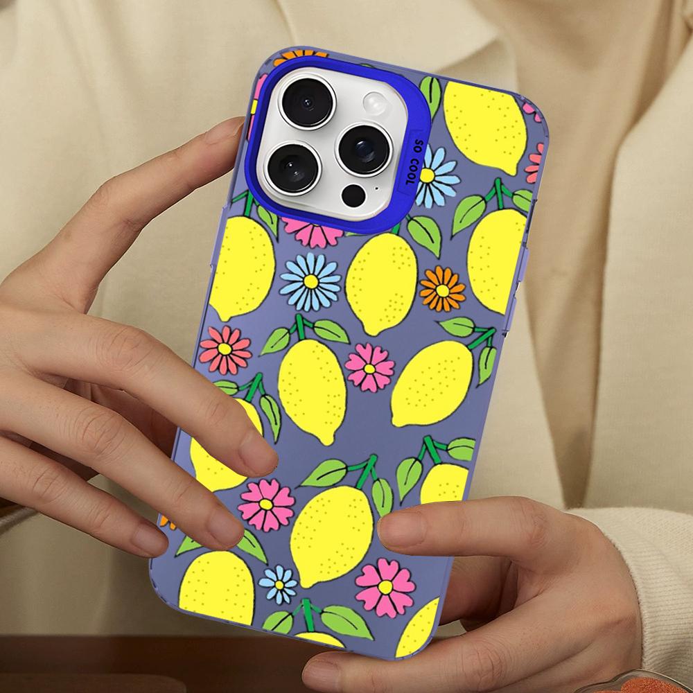 Leaves Fruit Lemon Peach Pomegranate Grape Phone Case For IPhone 16 15 14 13 12 11 Pro Max XSMAX 8 Matte Shockproof Back Cover