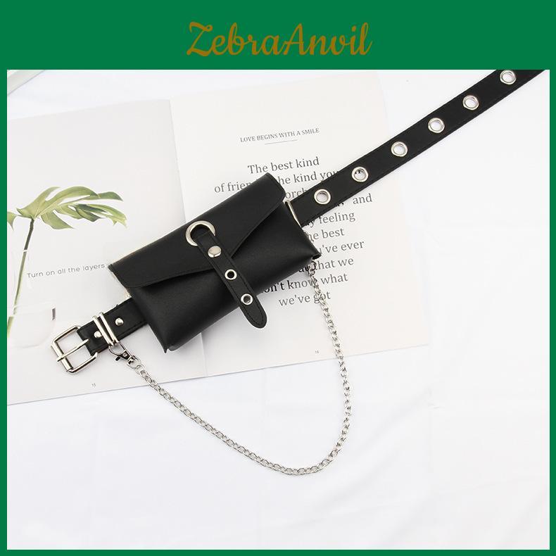 Punk Style Belt For Women With Pu Material And Adjustable Pin Buckle For Fashionable Streetwear