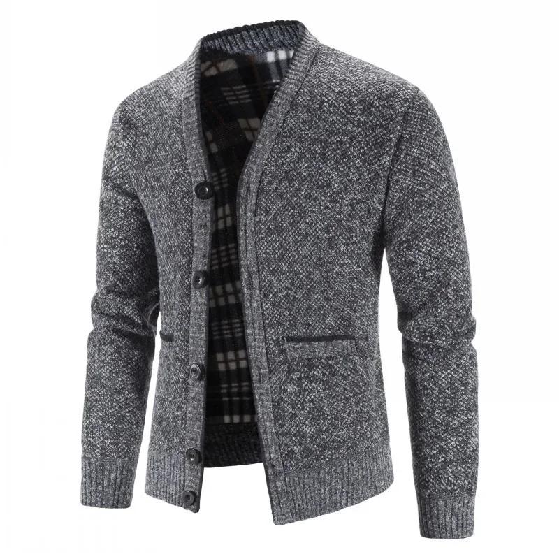 Men Cardigan Knitted Sweatercoat 2024 Autumn Winter Fleece Warm Solid Casual Knit Cardigans Jacket Coat Fashion Men Clothing